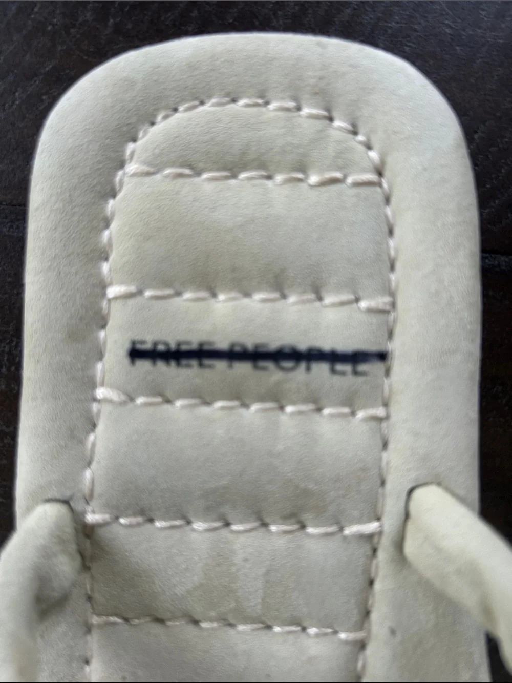 Free People Cream Suede Double Strap Toe-Loop Sandals